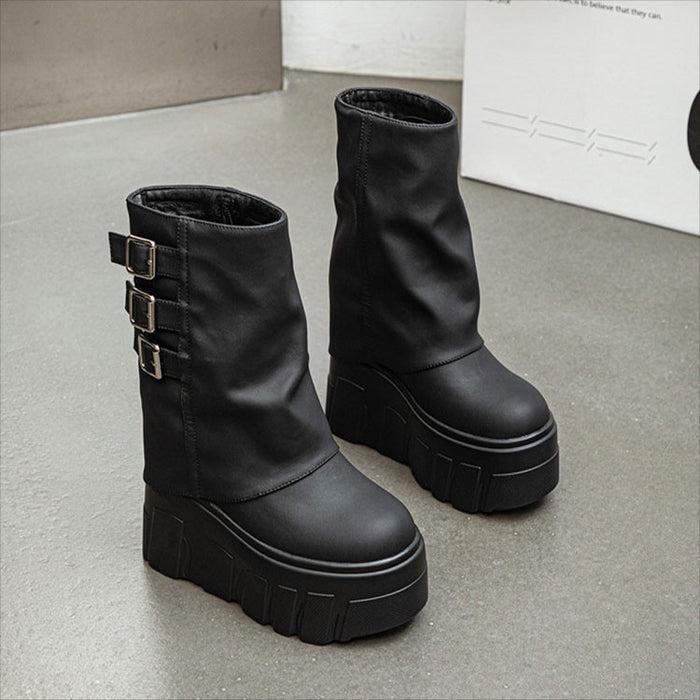 【7日内出荷】ショートブーツ 厚底 ブーツ レディース ヒール9cm 靴 日常 通勤 ナウシカブーツ 秋ブーツ おしゃれ ラウンドトゥ 痛くない 履きやすい 柔らかい カジュアル ゆったり きれいめ 人気 クール 身長盛れる 春夏秋冬 ダンスシューズ  韓国 仕事 合皮 原宿系 細見え 黒 ベージュ