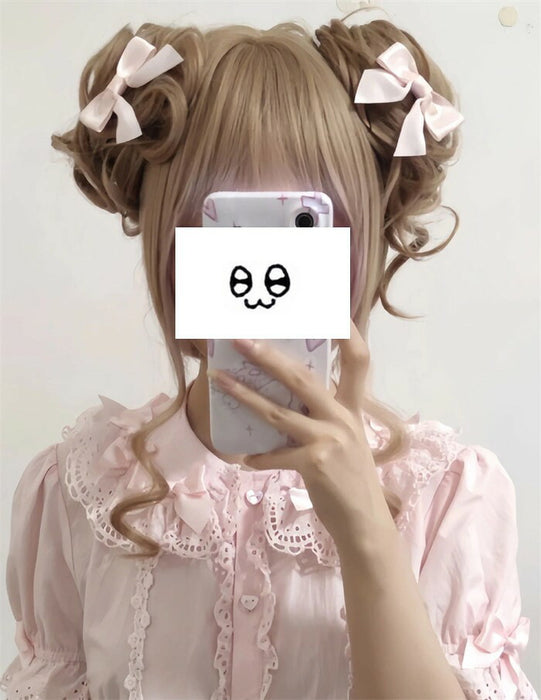 【7日内出荷】ロリータ ウィッグ ロング カール ツインテール 前髪あり 耐熱 アッシュブラウン フルウィッグ 高品質 自然 ふんわり ヘア レディース コスプレ ハロウィン 撮影 イベント おしゃれ 可愛い