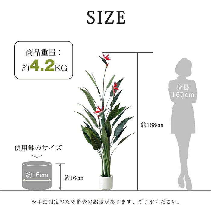 RAKU フェイクグリーン ストレリチア 極楽鳥花 高さ約168cm 観葉植物 フェイク 鉢付き 大型 リアル 人工観葉植物 人工観葉樹  水やり不要 室内 オフィス用 おしゃれ