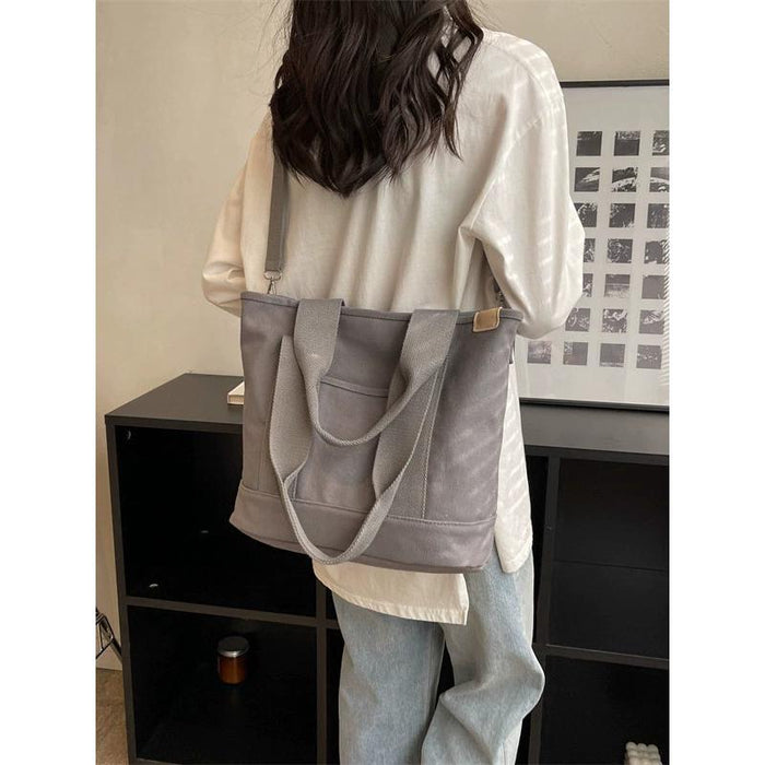 【7日内出荷】レディース トートバッグ 帆布キャンバス A4対応 大容量 斜め掛け 軽量 ファスナー付き 無地 シンプル おしゃれ マザーズバッグ 通勤 通学