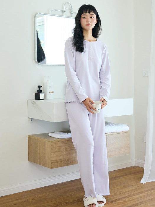 【7日内出荷】【2点セット 】ルームウェア レディース 長袖 可愛い パジャマ ゆったり セットアップ 寝巻き 部屋着 秋 冬 春 夏 シンプル 女性 中学生 高校生 韓国 カジュアル クルーネック トップス 長ズボン ナイトウェア 大きいサイズ おしゃれ 大人 入院 旅行 修学旅行 新生活 プレゼント ギフト M L