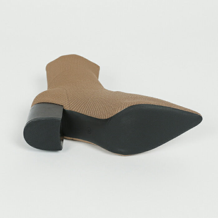 【7日内出荷】【5.5cmヒール】ソックスショートブーツ レディース 歩きやすい ソックスブーツ ニットブーツ ストレッチ 美脚 ミドルヒール チャンキーヒール 太めヒール ポインテッドトゥ 疲れない 軽量 柔らかい オフィス 通勤 きれいめ 秋冬 春 30代 40代