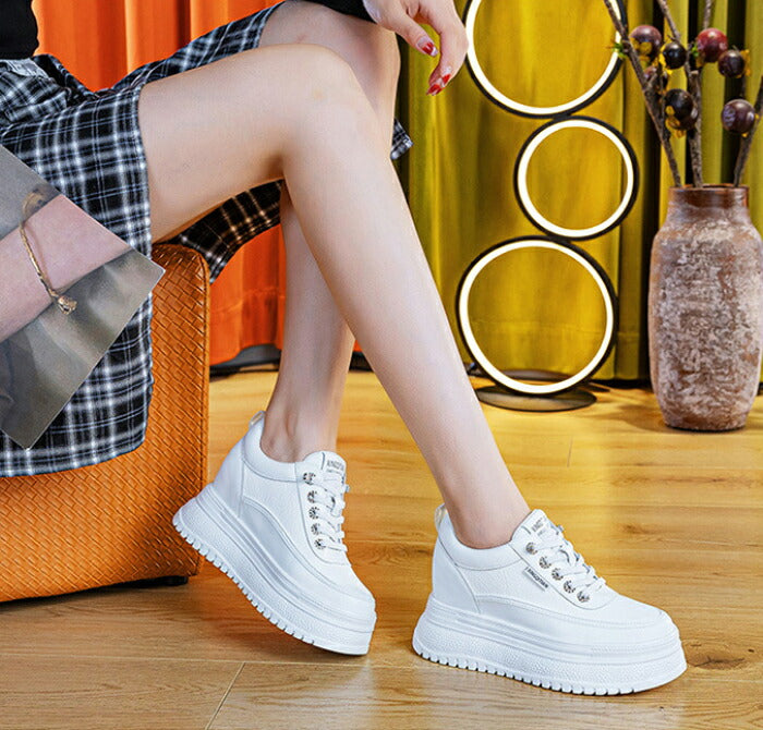 【8cm up】厚底スニーカー レディース インヒール 黒 白 8cmアップ シークレットシューズ 歩きやすい 疲れない 美脚 脚長効果 身長アップ スタイルアップ 伸びる 盛る ウォーキングシューズ インヒールスニーカー きれいめ おしゃれ オールシーズン