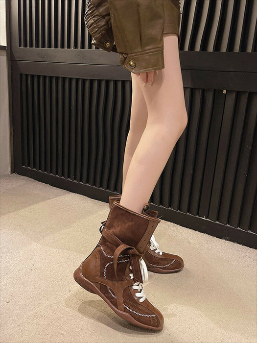 【7日内出荷】ショートブーツ レディース レースアップ 高校生 中学生 PU ブーツ エンジニアブーツ 安定感 太ヒール 厚底 ラウンドトゥ 黒 ブラック ブラウン 仕事 原宿系 韓国 通勤 学生 通学 美脚 歩きやすい 疲れない 痛くない シンプル おしゃれ 大きいサイズ 22.5cm-25.5cm 春夏秋冬