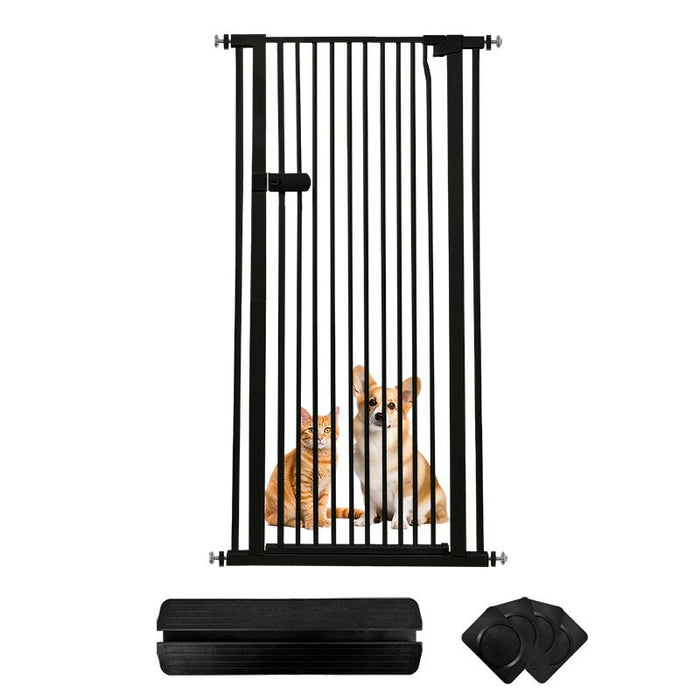 RAKU ペットゲート 安全ゲート 155cm ペットフェンス 突っ張り式 全柵間隔3.5cm ドア付き 取付幅61.5-246cm選択可 猫脱走防止フェンス 猫飛び越え脱出防止