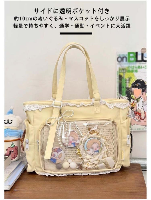 【7日内出荷】【2WAY】ショルダーバッグ 肩掛け トートバッグ  痛バ バッグ 無地 軽量 ぬいぐるみバッグ ビニールバッグ 透明 缶バッジ 見せる収納 痛バック 通学 推し活 通勤 カジュアル レディース おしゃれ 女の子 かわいい
