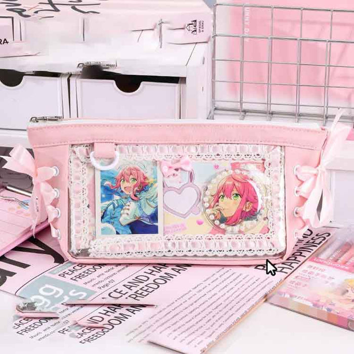 【7日内出荷】痛ペンケース 中学生 かわいい おしゃれ 高校生 痛バ ポーチ 推し活 女の子 男の子 文房具 オシャレ 大容量 痛バッグ クリアペンケース 痛ポーチ シンプル おしゃれ 韓国 文具 推し活 可愛 女性 子供 レディース 推し色 缶バッジ 痛ポ 痛バック