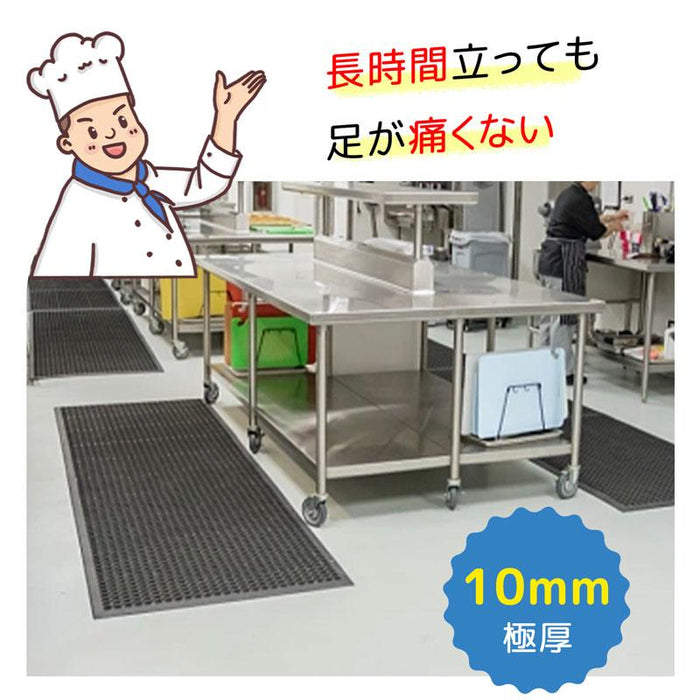 RAKU 有孔ゴムマット ラバーマット 水はけ 極厚 滑り止め 水洗い 穴付き 転倒防止 耐久性 防振 防音 車庫 駐車場 倉庫 屋外 ゴムマット 作業マット 穴あきラバー