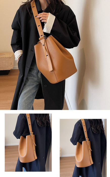 【7日内出荷】【2WAY】ショルダーバッグ レディース バケツ型  内袋 巾着インナーバッグ付き 大容量 斜めがけ 肩掛け 大きめ  PUレザー ママバッグ ワンショルダー 高見え お出かけ デート かわいい 通勤 通学 母の日 クリスマス プレゼント ギフト