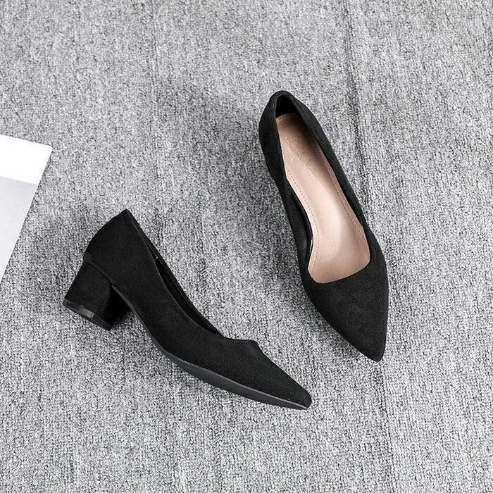 【7日内出荷】【5cmヒール 】パンプス 黒 スエード 痛くない 走れる 歩きやすい 疲れない 太ヒール ポインテッドトゥ レディース 就活 通勤 オフィス 冠婚葬祭 入学式 卒業式 立ち仕事 美脚 安定感 静音 3cm 5cm ローヒール ミドルヒール チャンキーヒール