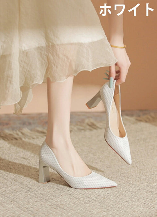 【7日内出荷】【5.5cm~7.5cmヒール】パンプス 痛くない 走れる 結婚式 ポインテッドトゥ チェック 太めヒール チャンキーヒール レディース パーティー お呼ばれ 二次会 入学式 卒業式 きれいめ おしゃれ ハイヒール  美脚 脚長 キラキラ ラメ 黒 白 ベージュ 5.5cm 7.5cm