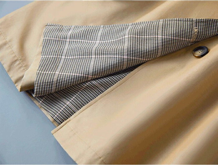 【M-5XL】トレンチコート レディース 大きいサイズ ステンカラーコート アウター ロングコート 膝丈 スプリングコート カジュアル 通勤 きれいめ おしゃれ 上品 チェック ゆったり 軽 体型カバー 入学式 入園式 卒業式 オフィス 春 秋 冬 ベージュ 紺