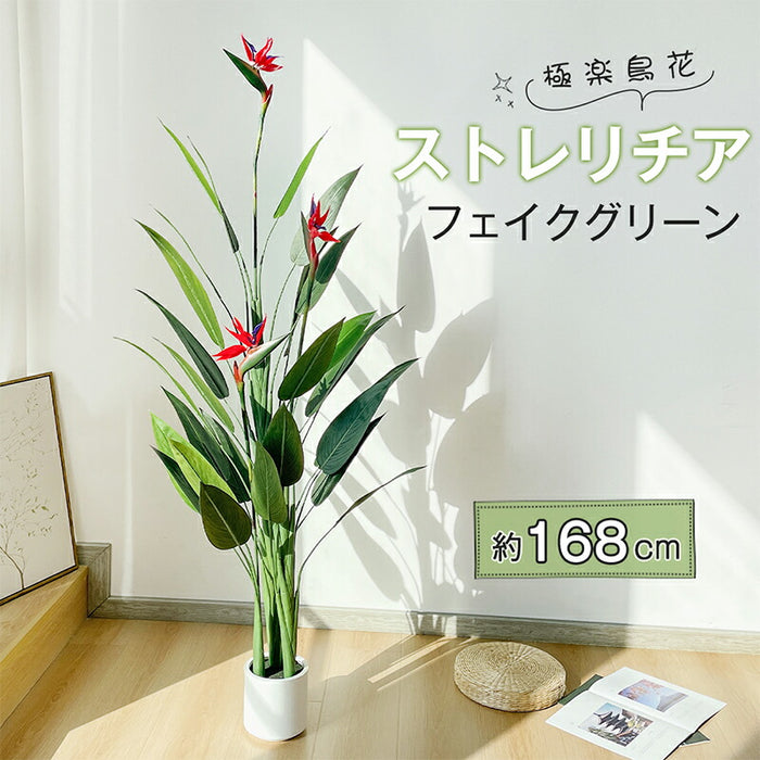 RAKU フェイクグリーン ストレリチア 極楽鳥花 高さ約168cm 観葉植物 フェイク 鉢付き 大型 リアル 人工観葉植物 人工観葉樹  水やり不要 室内 オフィス用 おしゃれ