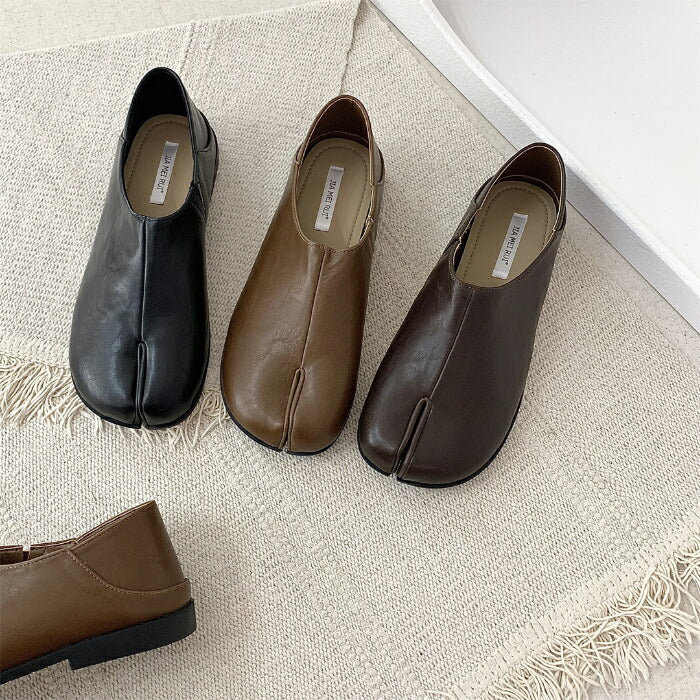 【7日内出荷】足袋パンプス レディース 足袋シューズ スリッポン フラットシューズ ローヒール ぺたんこ PUレザー 合皮 痛くない 歩きやすい 疲れない 柔らかい 軽量 脱げない おしゃれ バブーシュ オフィスカジュアル 通勤 仕事 旅行 プレゼント