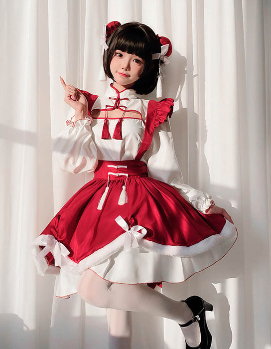 【7日内出荷】【3点セット】コスチューム 衣装 コスプレ ロリータ 服 ワンピース メイド 女性 コスプレ衣装 大人 チャイナ服 ロリィタ ロリータコスプレ ゴスロリ チャイナ ロリ 中華 仮装 チャイナドレス ドレス レディース 可愛いコスプレ 余興 ハロウィン