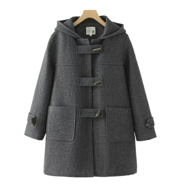 【7日内出荷】ダッフルコート 中綿 スクールコート レディースフード付き 秋冬 アウター ジャケット ミドル丈 韓国 トラッド 暖かい 防寒 厚手 長袖 きれいめ カジュアル ゆったり 体型カバー 通勤 通学 学生 20代 30代 40代 ベージュ ネイビー グレー