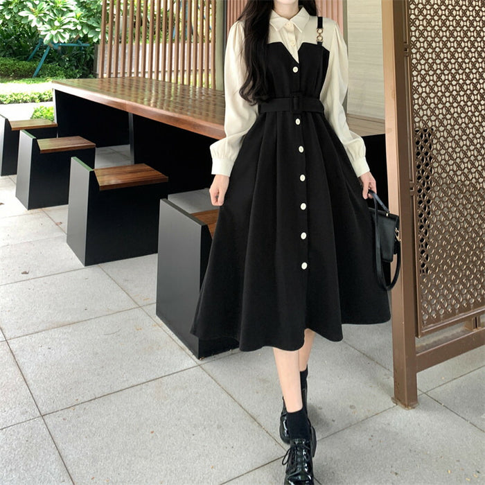 【7日内出荷】ワンピ シャツ お洒落 ワンピース シャツワンピ シャツワンピース レディース ロング ロングワンピ ロングワンピース アウター 着痩せ Aライン マキシ 長袖 ライトアウター 前開き ロングシャツ 羽織 切り替え きれいめ 体型カバー 秋 冬