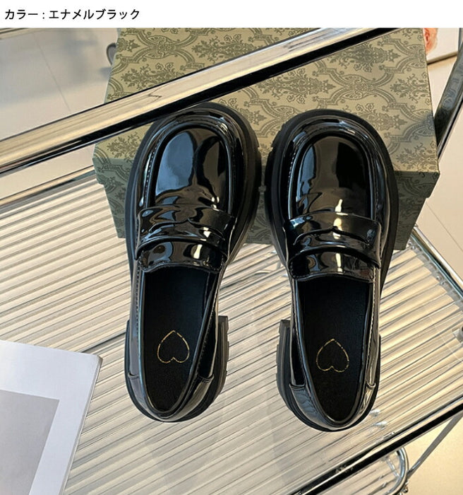 【7日内出荷】【7cmヒール】厚底ローファー レディース 7cmヒール コインローファー チャンキーソール ボリュームソール プラットフォーム 革靴 歩きやすい 疲れにくい 美脚 シューズ 脚長 韓国 ギャル プレッピー 学生 通学 制服コーデ ライブ 黒 白 オールシーズン