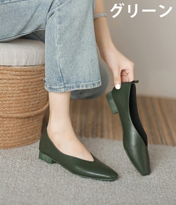 【7日内出荷】【5cmヒール】プレーン パンプス レディース 柔らかい ぺたんこ フラットシューズ Vカット スクエアトゥ  痛くない 脱げない 美脚 走れる お呼ばれ 二次会 パーティー 通勤 オフィス 立ち仕事 旅行 春 夏 秋 冬 小さいサイズ 大きいサイズ