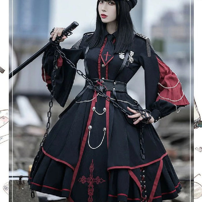 【7日内出荷】5点セット Lolita系 ロリータ 軍服 ワンピース ゴスロリ セーラー服 ロリ 制服 学生服 萌え萌え 少女ウェア レディース 二次元ドレス 学園祭 文化祭 イベント 可愛い