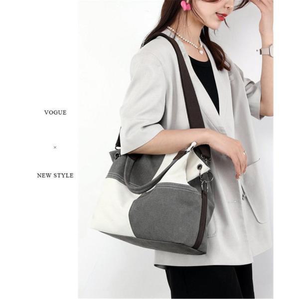【7日内出荷】キャンバス ショルダーバッグ レディース 2way 大容量 通勤 通学 シンプル 軽量 防水加工 斜めがけ 大きめ A4対応