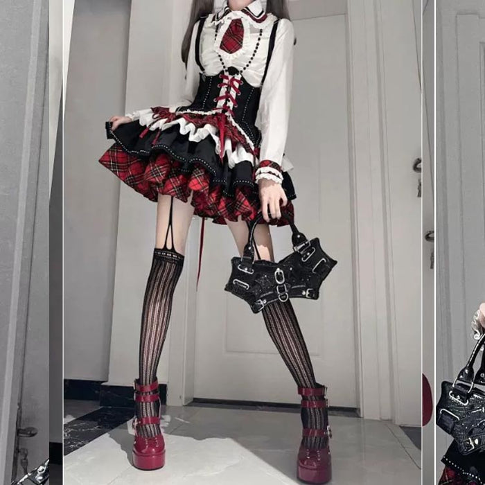 【7日内出荷】【3点セット】お姫様 文化祭 スカート可愛い Lolita ブラウス ロリータ リボン ロリータ スカート 可愛い アイドル衣装 プリンセスドレス コスプレ衣装 上下セット コスチューム 学園祭 かわいい 萌え イベント ロリータファション