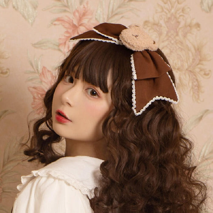 【2点セット】ワンピース ロリータ服 ジャンパースカート くま エレガント かわいい クマちゃん JSK 膝丈 ベア ぬいぐるみ 秋新作 レディース 甘ロリィタ ブラウン フリル リボン ロリータ lolita ドレス 日常 お出かけ デート