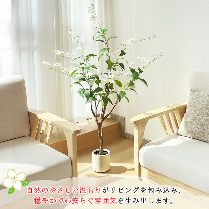 RAKU ジャスミンの花 フェイクグリーン 高さ約120cm 大型 フェイク観葉植物 鉢付き 本物そっくり リアル 人工観葉樹 お手入れ簡単 インテリア 室内 屋外 玄関 リビング オフィス 開店祝い 新築祝い 引越し祝い