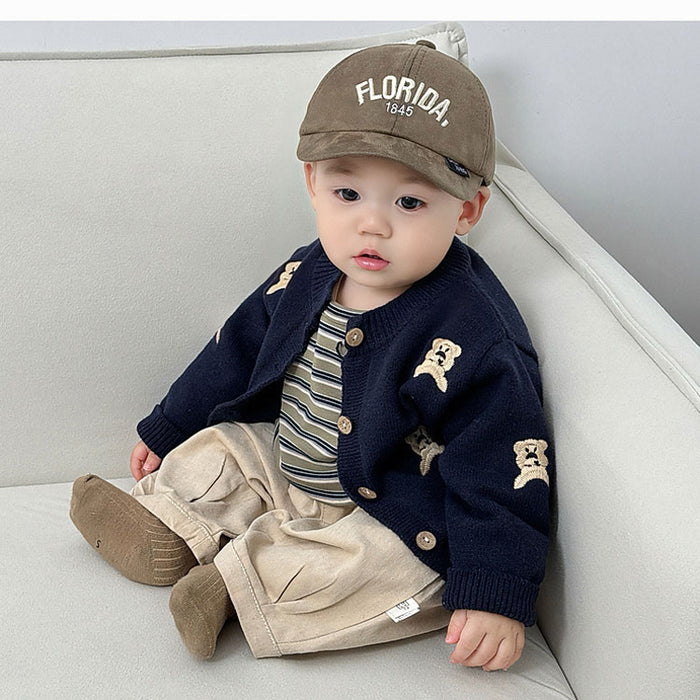 【7日内出荷】ベビー服 くま柄 カーディガン ニット トップス コート キッズ服  赤ちゃん 子供服 厚手 長袖 赤ちゃん 子供 ジャケット 羽織 重ね着 子供 秋 冬 カジュアル ナチュラル おしゃれ  重ね着 パーカー 出産祝い ギフト プレゼント 防寒