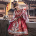 【7日内出荷】ロリータ ワンピース ゴスロリ ロリータドレス 膝丈 ロリィタ服 姫袖 お姫様ドレス 中華風 Lolita スカラップ フリル コスプレ衣装 ハロウィン コスチューム 長袖 レース チュール リボン 可愛い 学園祭 イベント 舞台衣装 撮影衣装 プリンセス ワインレッド ブルー 送料無料