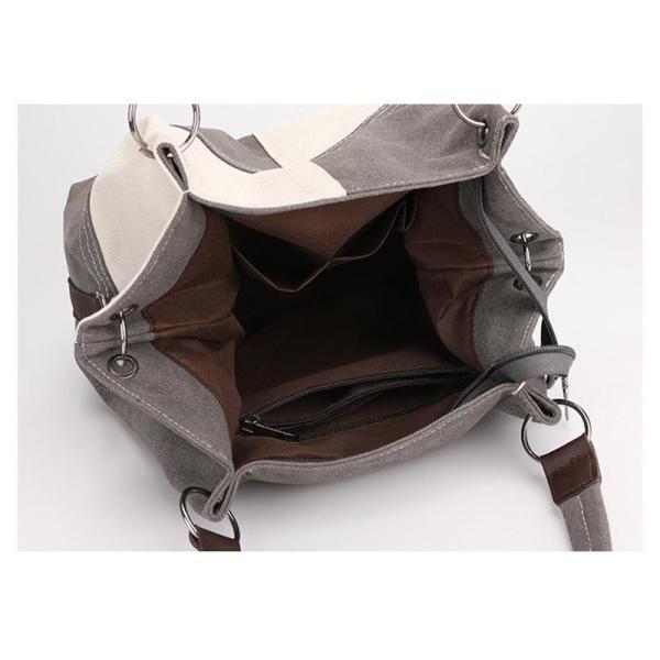 【7日内出荷】キャンバス ショルダーバッグ レディース 2way 大容量 通勤 通学 シンプル 軽量 防水加工 斜めがけ 大きめ A4対応