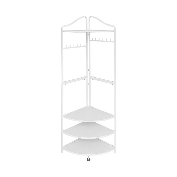 RAKU コーナーハンガー コーナーラック 組立ほぼ不要 コーナ空間活用 フック付き 棚板可動 たっぷり収納 コーナ収納 ハンガーラック 衣類収納 コートハンガー