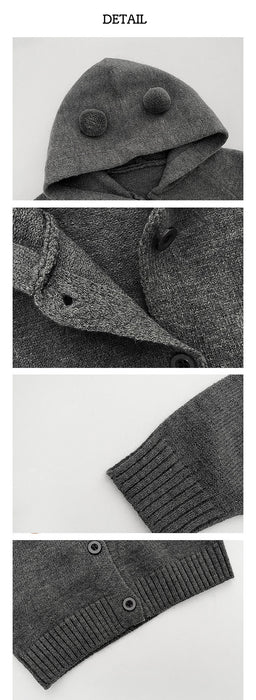 【7日内出荷】ベビー カーディガン 赤ちゃん 子供 ジャケット ニット かわいい クマ耳 フード付き 着ぐるみ 長袖 キッズ 女の子 男の子 秋冬 編み物 セーター 重ね着 パーカー 出産祝い ギフト プレゼント 防寒 羽織 お出かけ おしゃれ アウター