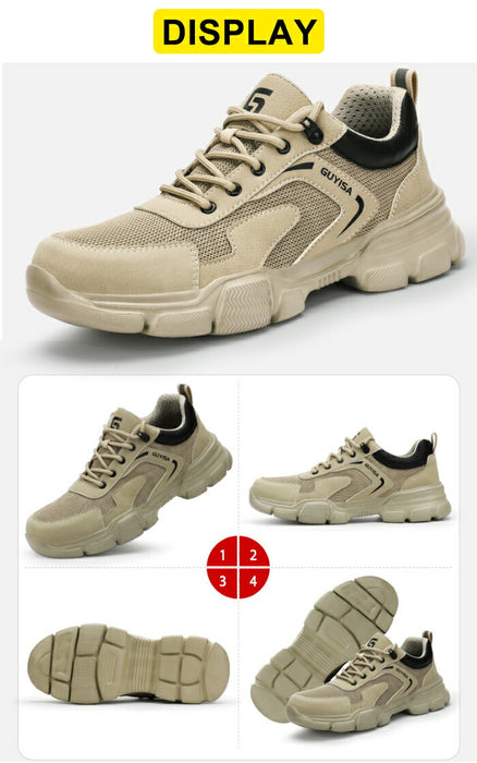 【7日内出荷】安全靴 メンズ 鋼鉄先芯 スニーカー 作業靴 セーフティーシューズ 安全スニーカー EVA 軽作業靴 ローカット 幅広 スチールトゥ 滑らない 踏み抜き防止 耐衝撃 衝撃吸収 防滑 耐摩耗 軽量 通気性 メッシュ 蒸れない おしゃれ 現場 工事 登山