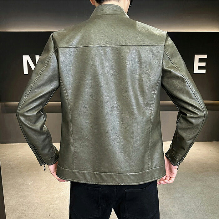 ライダース メンズ シングル バイクジャケット レザージャケット ライダースジャケット 革ジャン 革ジャケット 皮ジャン ジャンパー カジュアル 防寒 防風 秋冬 PUレザー 男性 男 服 通勤 普段着 大きいサイズ ブラック キャメル カーキ