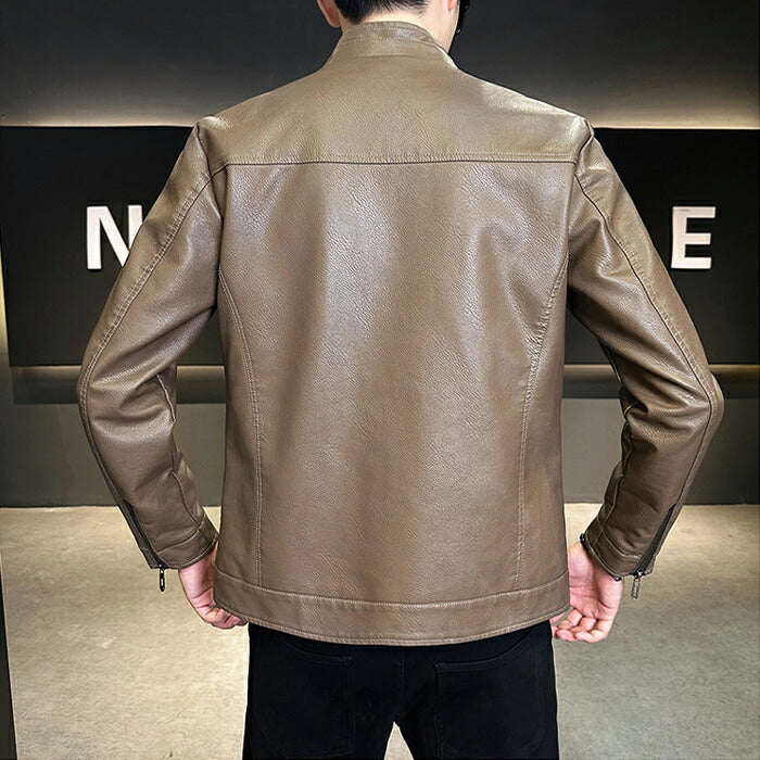 ライダース メンズ シングル バイクジャケット レザージャケット ライダースジャケット 革ジャン 革ジャケット 皮ジャン ジャンパー カジュアル 防寒 防風 秋冬 PUレザー 男性 男 服 通勤 普段着 大きいサイズ ブラック キャメル カーキ