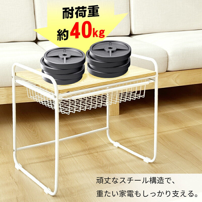 RAKU レンジ台 レンジ上ラック レンジラック トースターラック レンジラック幅約48cm 多機能 オーブンレンジラック ラック 炊飯器置き台 耐荷重40kg レンジボード 2カラー スライド式引き出し付き オープンラック
