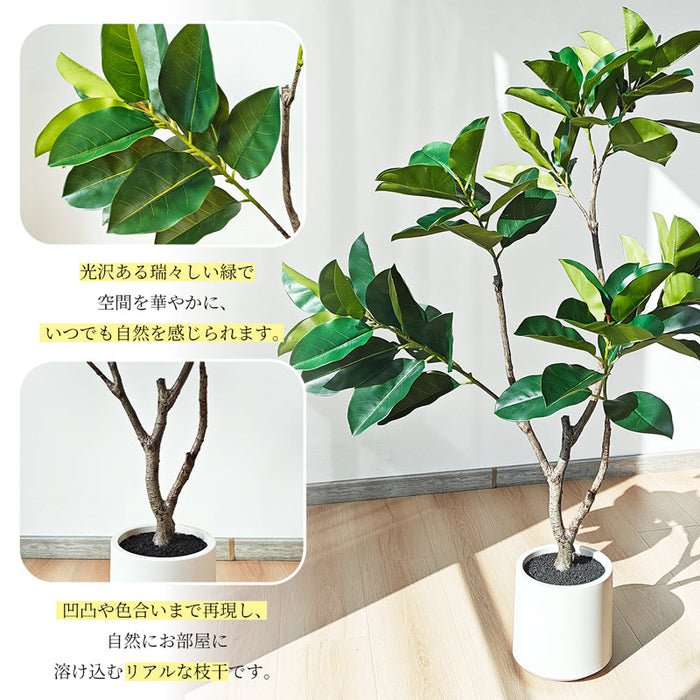 RAKU フィカス フェイクグリーン 高さ約150cm 大型 フェイク観葉植物 鉢付き 本物そっくり リアル 人工観葉樹 南国風 お手入れ簡単 インテリア 室内 屋外 玄関 リビング オフィス 開店祝い 新築祝い 引越し祝い