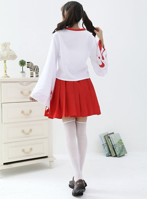 【7日内出荷】【3点セット】巫女 コスプレ 衣装 巫女服 巫女さん 巫女衣装 赤いみこ 上下セット 和服 着物 花魁 メイド服 振袖 袴風 プリーツ スカート 和風コスプレ 和装 コスプレ メイド服 メイドコスプレ 大人用 セクシー コスチューム 可愛い 女性 レディース 制服 変装