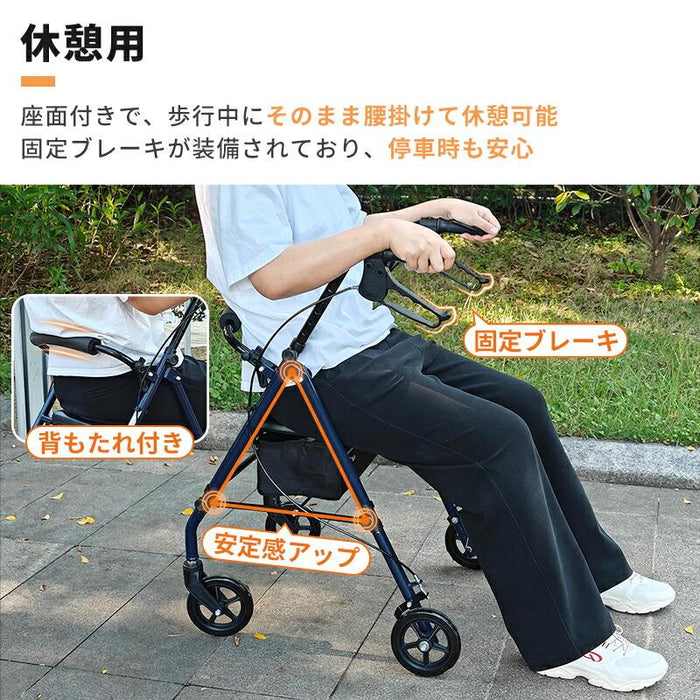 RAKU シルバーカー 歩行補助車 ショッピングカー シルバーカート 年寄りカート 歩行器 歩行車 歩行補助 高齢者歩行器 座れる 高さ調節可 折りたたみ コンパクト