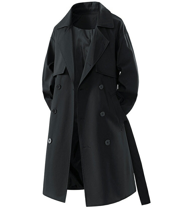 【S-3XL】レンチコート メンズ ロングコート アウター スプリングコート ビッグシルエット ビジネスコート 通勤 通学 ダブルブレスト ベルト付き シンプル 無地 大人カジュアル おしゃれ  紳士服 ゆったり 秋物 秋冬 黒 ベージュ 大きいサイズ