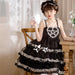 【7日内出荷】ロリータキャミワンピース ロリータドレス lolita キャミワンピース 袖なし 甘ロリ jsk デザインスカート リボン フリル 原宿 ガーリー 可愛い 春 夏