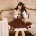 【2点セット】ワンピース ロリータ服 ジャンパースカート くま エレガント かわいい クマちゃん JSK 膝丈 ベア ぬいぐるみ 秋新作 レディース 甘ロリィタ ブラウン フリル リボン ロリータ lolita ドレス 日常 お出かけ デート