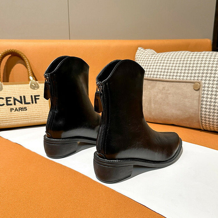 【7日内出荷】ショートブーツ レディース ストレッチブーツ 春 秋 冬 靴 韓国 通勤 ブーツ ポインテッドトゥ 5cm 太ヒール ローヒール ロング丈 PU 合皮 超美脚 疲れない 痛くない 歩きやすい 軽量 おしゃれ きれいめ 防寒 大学生 ママ 黒色 ブラック ブラウン 大きいサイズ 21.5~25cm