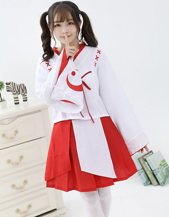 【7日内出荷】【3点セット】巫女 コスプレ 衣装 巫女服 巫女さん 巫女衣装 赤いみこ 上下セット 和服 着物 花魁 メイド服 振袖 袴風 プリーツ スカート 和風コスプレ 和装 コスプレ メイド服 メイドコスプレ 大人用 セクシー コスチューム 可愛い 女性 レディース 制服 変装