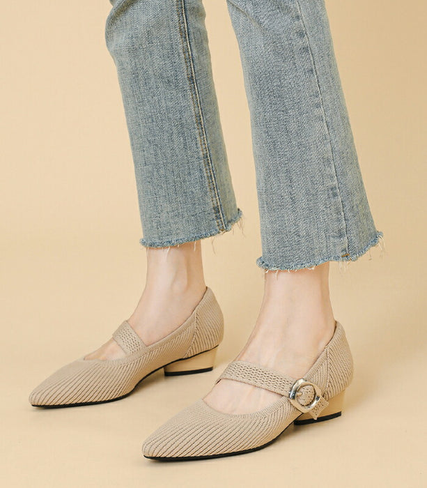 【7日内出荷】【3cmヒール】パンプス レディース 痛くない 歩きやすい ニット メリージェーン ポインテッドトゥ ローヒール 3cm チャンキーヒール 疲れない 柔らかい 脱げない 美脚 靴 軽量 オフィス 通勤 フォーマル 結婚式 母の日 大きいサイズ 黒 春 夏 秋