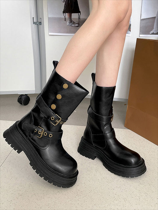 【7日内出荷】ショートブーツ レディース 厚底 エンジニアブーツ 太ヒール 美脚 韓国 通勤 ブーツ おしゃれ ラウンドトゥ 秋ブーツ 靴 カジュアル 痛くない 履きやすい 柔らかい ジョッキーブーツ 幅広 ゆったり きれいめ シンプル 人気 春夏秋冬 仕事 PU 合皮 原宿系 細見え 黒 ブラウン