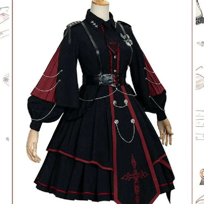 【7日内出荷】5点セット Lolita系 ロリータ 軍服 ワンピース ゴスロリ セーラー服 ロリ 制服 学生服 萌え萌え 少女ウェア レディース 二次元ドレス 学園祭 文化祭 イベント 可愛い