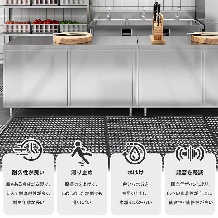 RAKU 有孔ゴムマット ラバーマット 水はけ 極厚 滑り止め 水洗い 穴付き 転倒防止 耐久性 防振 防音 車庫 駐車場 倉庫 屋外 ゴムマット 作業マット 穴あきラバー