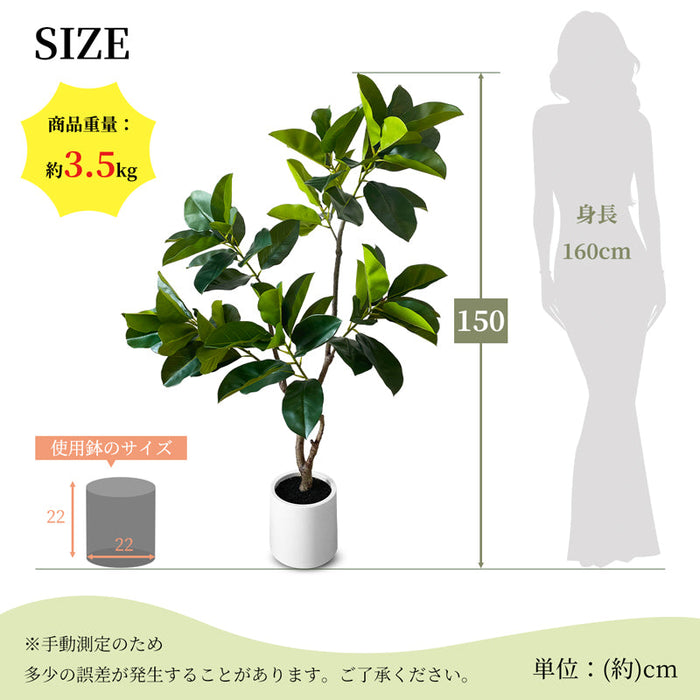 RAKU フィカス フェイクグリーン 高さ約150cm 大型 フェイク観葉植物 鉢付き 本物そっくり リアル 人工観葉樹 南国風 お手入れ簡単 インテリア 室内 屋外 玄関 リビング オフィス 開店祝い 新築祝い 引越し祝い